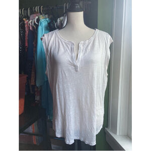 Women's LOFT Linen Blend Top Size L White/off white